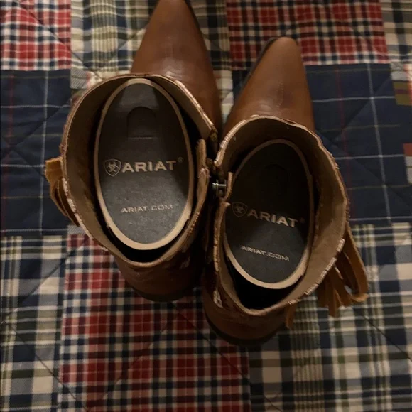 Ariat Tan Floral Fringe Heeled Boots - Picture 3 of 6